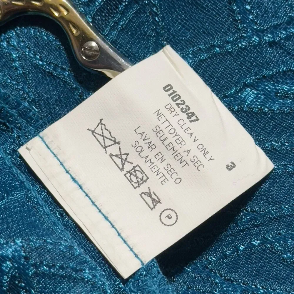 Vtg Leslie Fay‎ 12 Turquoise Teal Blazer Embroider Style Buttoned Scallop Trim